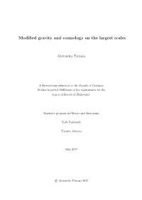 Modified Gravity and Cosmology on the Largest Scales