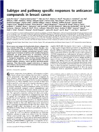 Subtype and Pathway Specific Responses to Anticancer Compounds in Breast Cancer