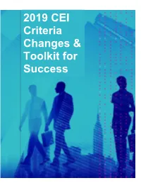 2019 CEI Criteria Changes & Toolkit for Success