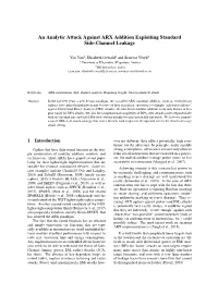 An Analytic Attack Against ARX Addition Exploiting Standard Side-Channel Leakage