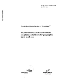 AS/NZS ISO 6709:2008 Standard Representation of Latitude, Longitude