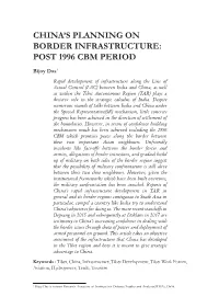 China's Planning on Border Infrastructure: Post 1996 Cbm Period