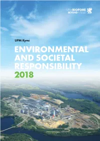 ENVIRONMENTAL and SOCIETAL RESPONSIBILITY 2018 UPM Kymi