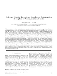 Holocene Climatic Fluctuations from Lower Brahmaputra Flood Plain