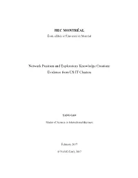 Network Position and Exploratory Knowledge Creation: Evidence from US IT Clusters