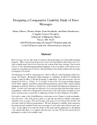 Designing a Comparative Usability Study of Error Messages