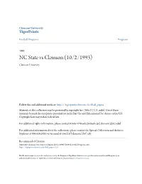 NC State Vs Clemson (10/2/1993) Clemson University