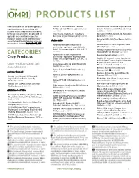 OMRI Products List