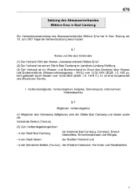 Satzung Des Abwasserverbandes Mittlere Ems in Bad Camberg