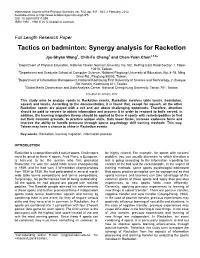 Tactics on Badminton: Synergy Analysis for Racketlon
