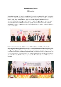 World Humanitarian Summit 2017 Reporting Recognising the Change