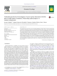 A Detailed Geochemical Investigation of Post-Nuclear Detonation Trinitite Glass at High Spatial Resolution: Delineating Anthropogenic Vs