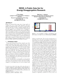 A Public Data Set for Energy Disaggregation Research