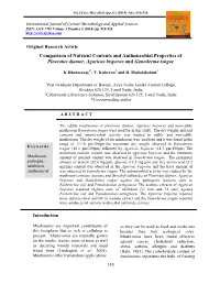 Comparison of Nutrient Contents and Antimicrobial Properties of Pleurotus Djamor, Agaricus Bisporus and Ganoderma Tsugae