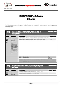 DIAGPROG4* - Software Price List
