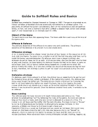Guide to Softball Rules and Basics
