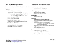 Ideal Inpatient Progress Notes Template of Ideal Progress Note