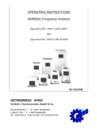OPERATING INSTRUCTIONS NORDAC Frequency Inverters