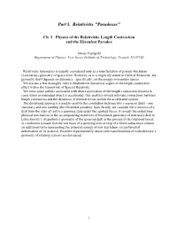 Part I. Relativistic "Paradoxes"