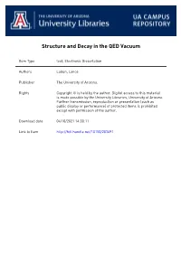 Structure and Decay in the QED Vacuum