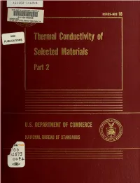 Thermal Conductivity of Selected Materials, Part 2