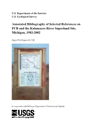 Annotated Bibliography of Selected References on PCB and the Kalamazoo River Superfund Site, Michigan, 1982-2002
