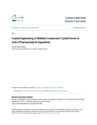 Crystal Engineering of Multiple Component Crystal Forms of Active Pharmaceutical Ingredients