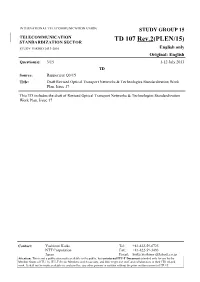 Draft Revised Optical Transport Networks & Technologies