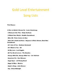 Gold Level Entertainment Song Lists