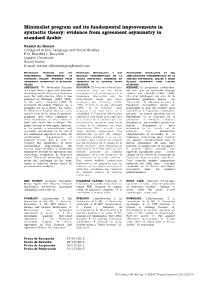 Minimalist Program and Its Fundamental Improvements in Syntactic Theory: Evidence from Agreement Asymmetry in Standard Arabic