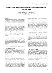 Mobile Web Browsers in Android Deriving Reference Architecture