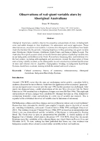 Observations of Red–Giant Variable Stars by Aboriginal Australians