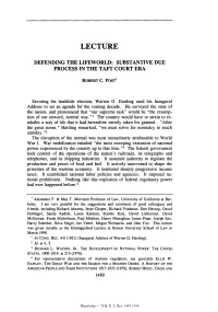 Substantive Due Process in the Taft Court Era