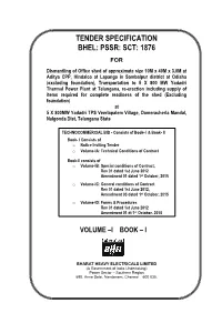 Tender Specification Bhel: Pssr: Sct: 1876
