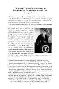 The Kennedy Administration's Alliance for Progress and the Burdens Of