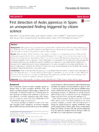 First Detection of Aedes Japonicus in Spain