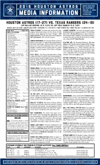 MEDIA INFORMATION Astros.Com