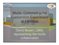 Mu2e: Coherent Μ→E Conversion Experiment at Fermilab