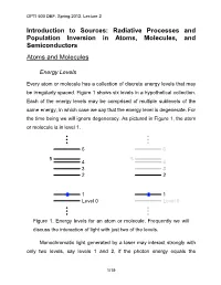Population Inversion in Atoms, Molecules, and Semiconductors Atoms and Molecules