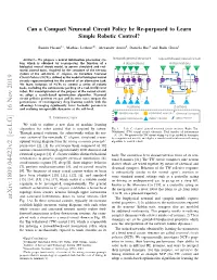 Can a Compact Neuronal Circuit Policy Be Re-Purposed to Learn Simple Robotic Control?