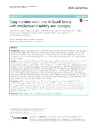 Copy Number Variations in Saudi Family with Intellectual Disability and Epilepsy Muhammad I