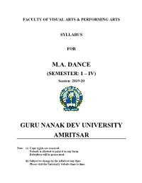 M.A. Dance Guru Nanak Dev University Amritsar