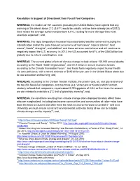 Resolution in Support of Divestment from Fossil Fuel Companies