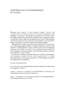 Terrorism and Counterterrorism in Canada