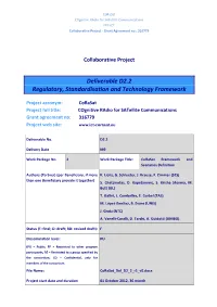 Deliverable)D2.2) Regulatory,)Standardisation)And)Technology)Framework)