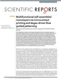 Multifunctional Self-Assembled Monolayers Via Microcontact Printing and Degas-Driven Flow Guided Patterning
