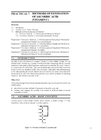 Practical 7 Ascorbic Acid Estimation Nutritional Biochemistry