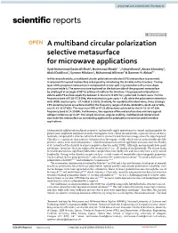 A Multiband Circular Polarization Selective Metasurface for Microwave Applications
