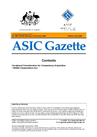 ASIC 06A/06, Monday, 20 February 2006 Published by ASIC ASIC Gazette