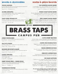 Brass Taps Menu